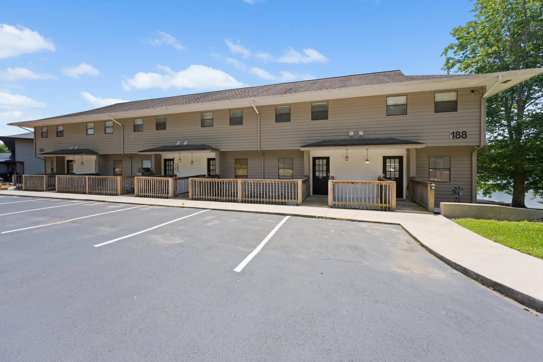 Covered lakeside exterior area at Pointe Landing